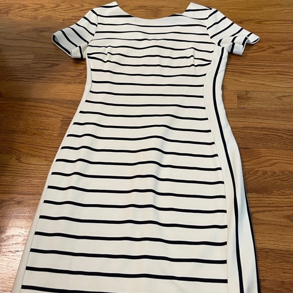 Banana Republic Striped Black and White Midi Dress